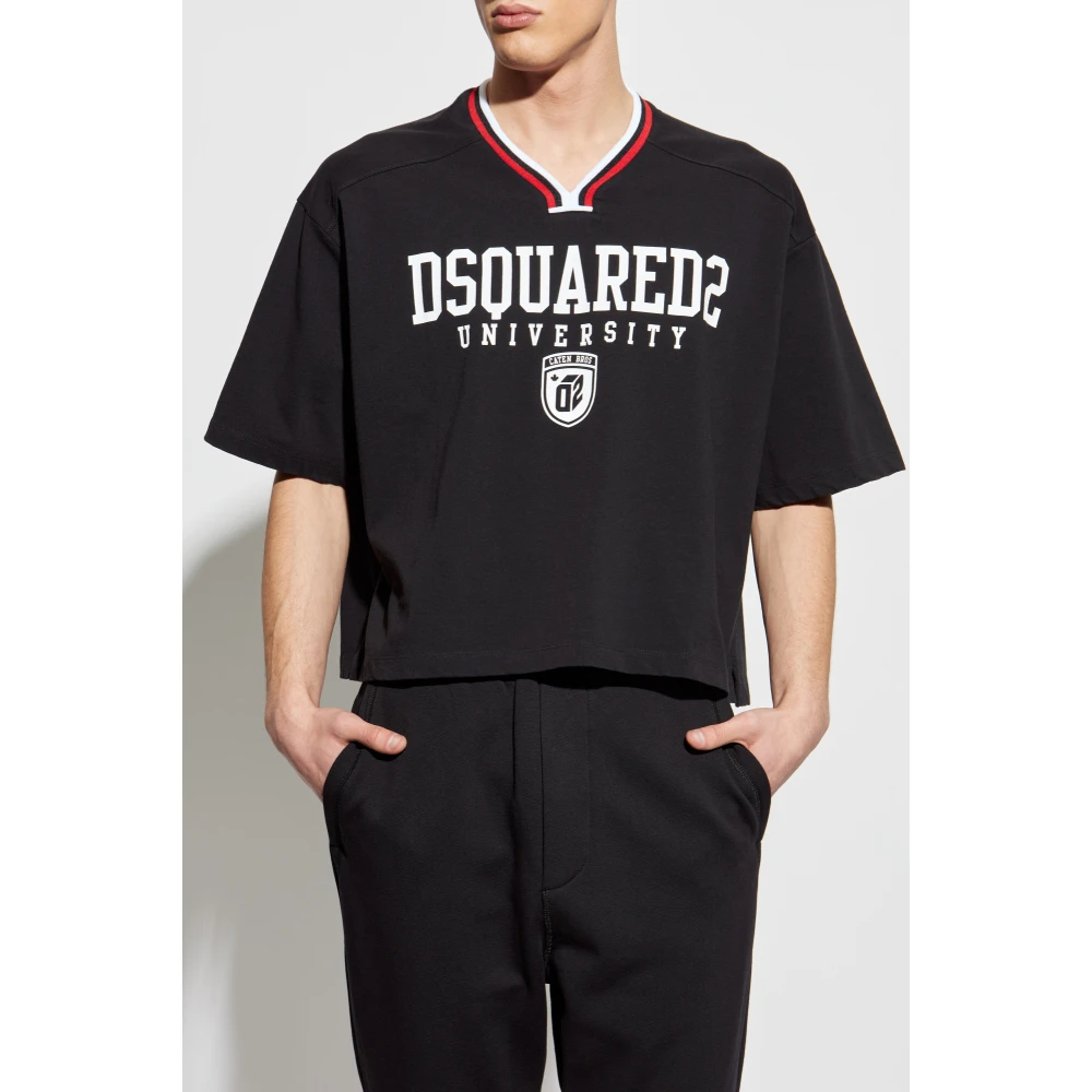 Dsquared2 V-hals T-shirt Black Heren