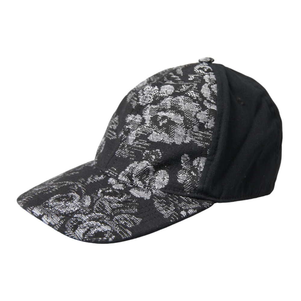 Dolce & Gabbana Zwart Zilver Logo Baseball Cap Mannen Black Heren