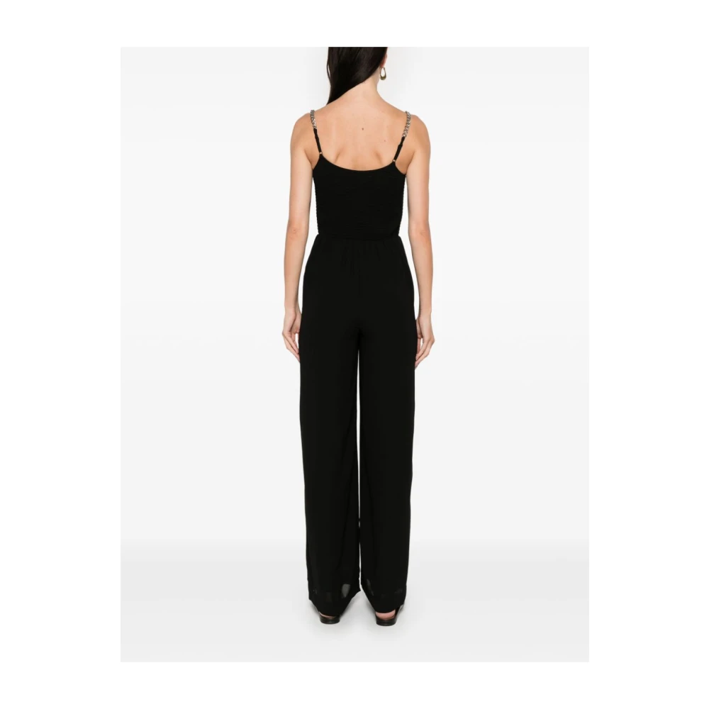 Michael Kors Chain Jumpsuit Wijde Pijpen Black Dames