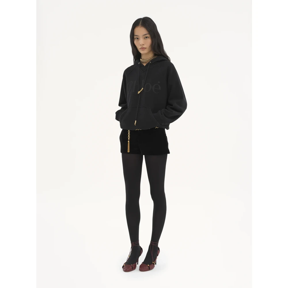 Chloé Zwarte Trui met Kangoeroezak Black Dames