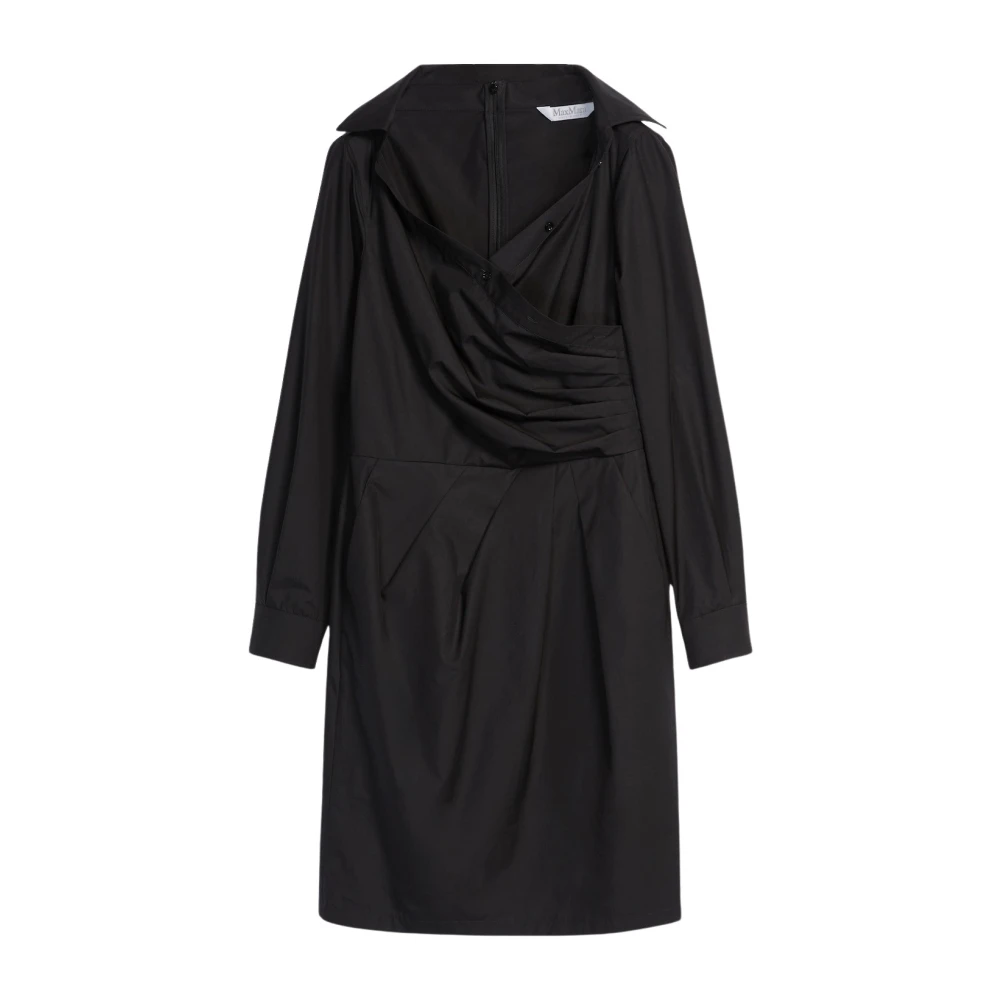 Max Mara Zwarte V-hals jurk met kruisdetail Black Dames