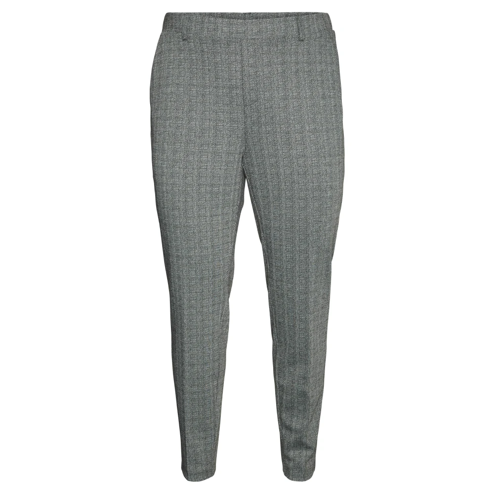 Vero Moda Herringbone Tapered Pant in Zwart Wit Gray Dames