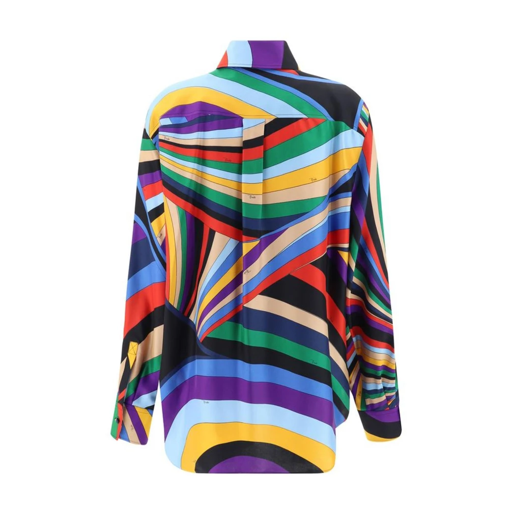 EMILIO PUCCI Zijden overhemd met klassieke kraag en print Multicolor Dames