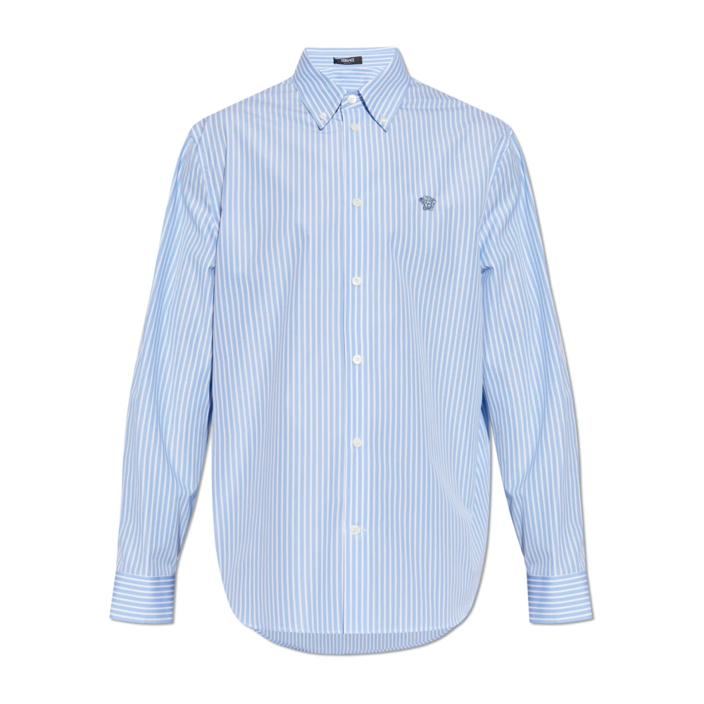 Versace Shirt met logo Blue Heren