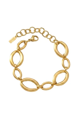 SIGRID Waterproof 18K Gold Plated Bracelet - Brushed Stainless Steel