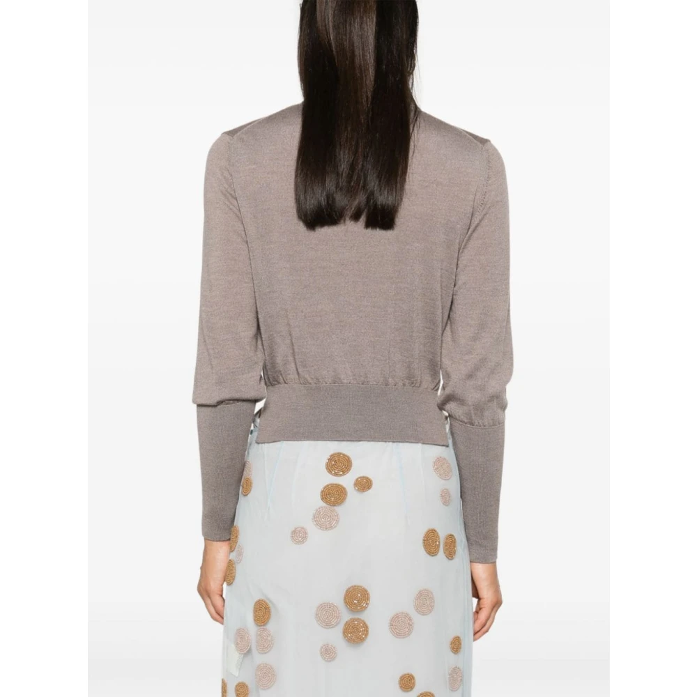 Simone Rocha Merino Silk Polo Sweater Clay Pearl Gray Dames