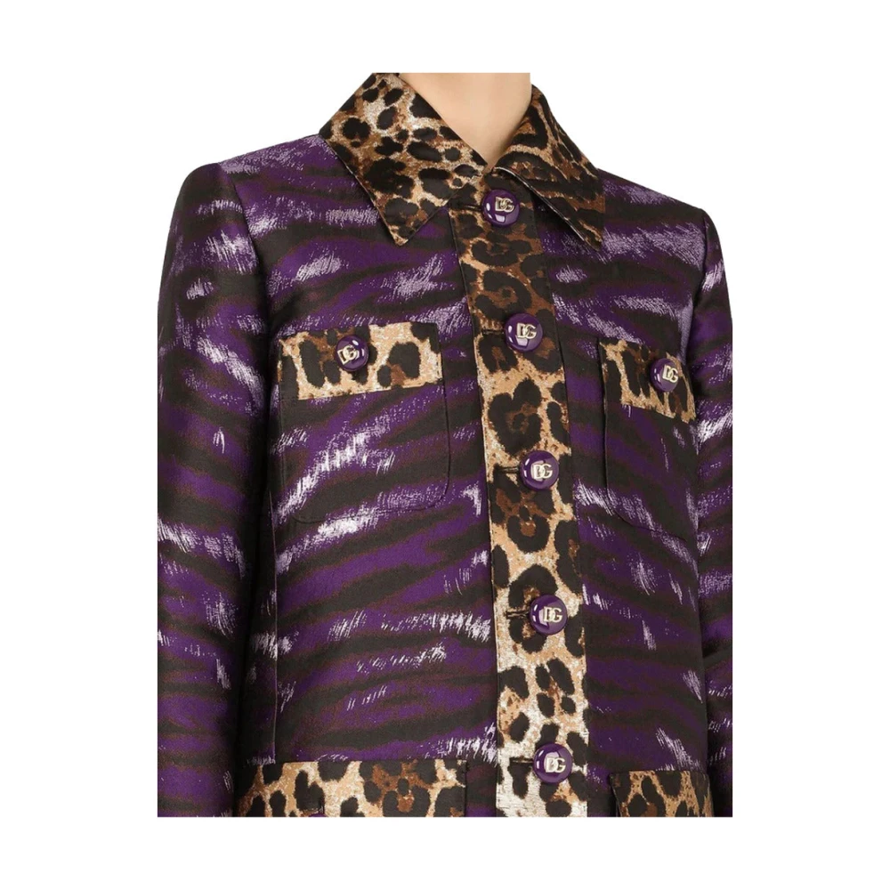 Dolce & Gabbana Jacquard jas met luipaard- en tijgerprint Multicolor Dames