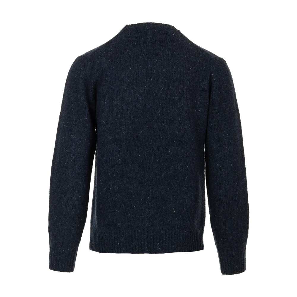 Hartford Blauwe Donegal Ronde-hals Gebreide Trui Blue Heren