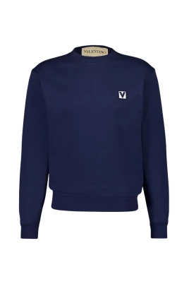 Bomulls Sweatshirt med Chez Valentino Patch