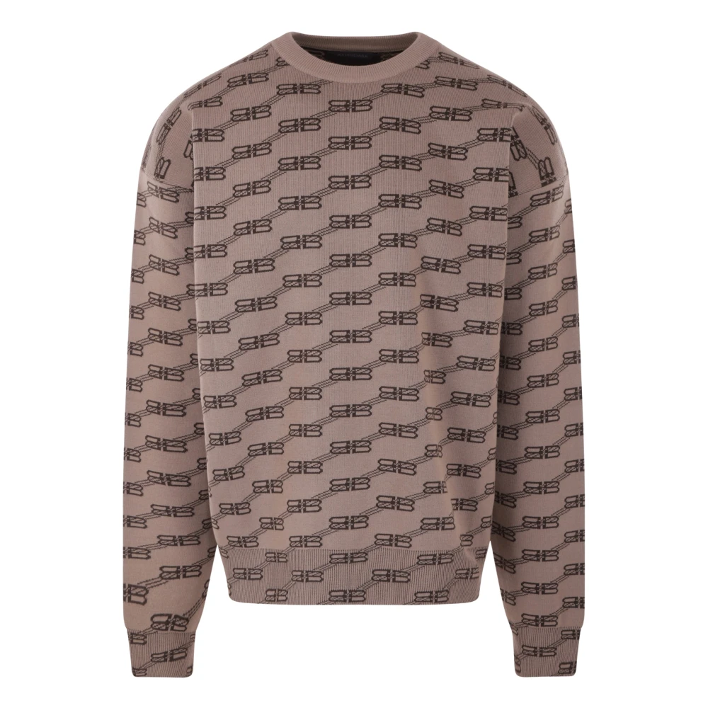 Oversized Genser med BB Logo Jacquard