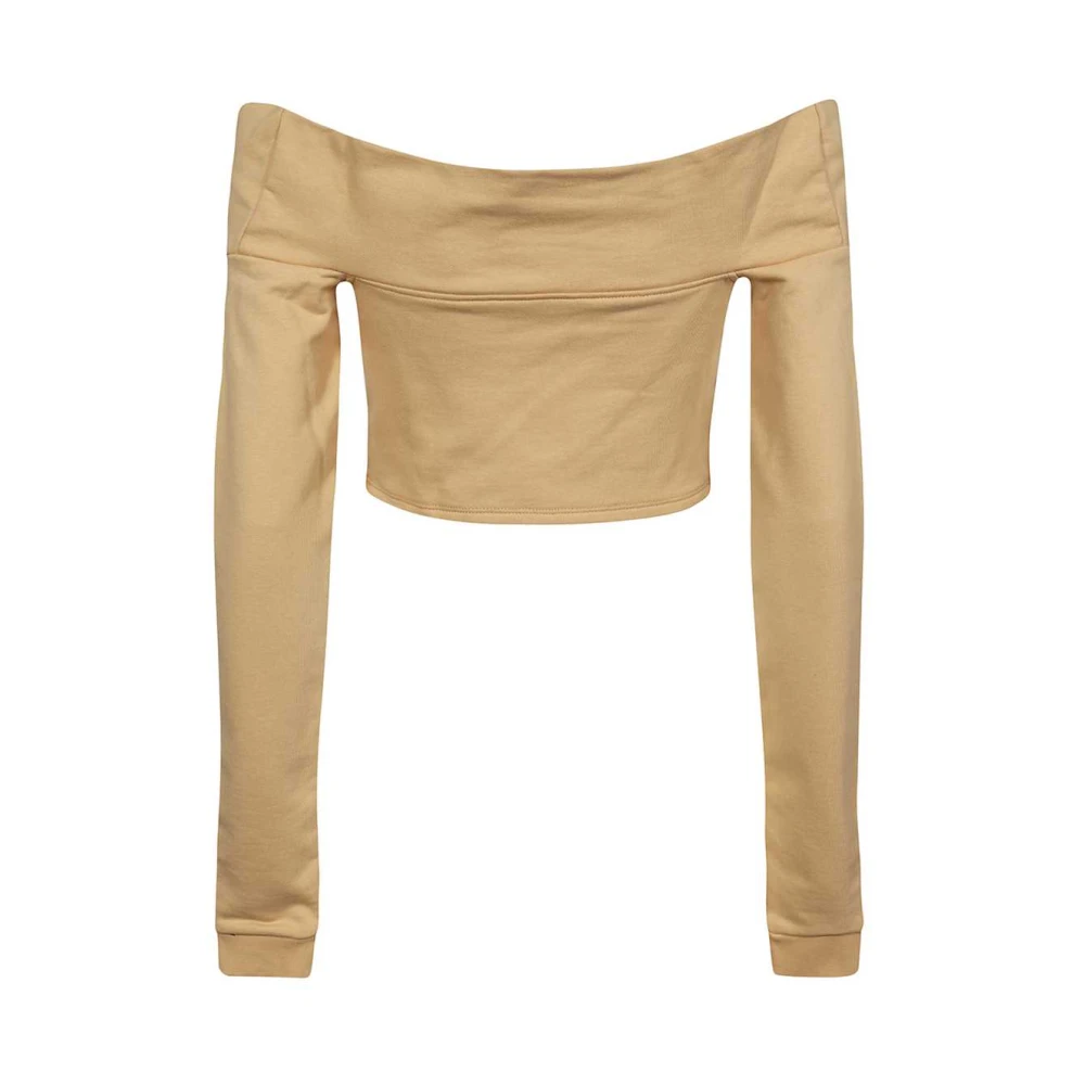 Gcds Katoenen Off-Shoulder Crop Top Brown Dames