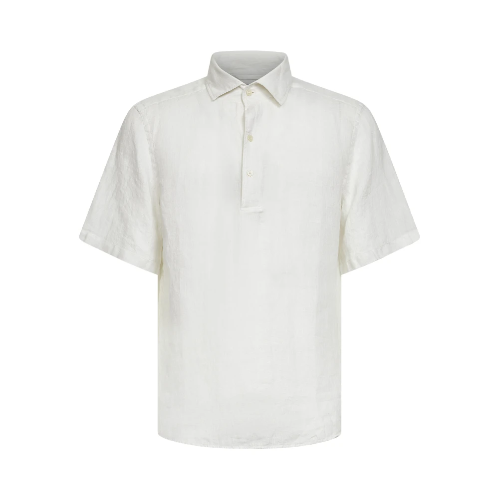 Mc2 Saint Barth White Polo Shirts, Male, 2XL, Linen Polo Shirt