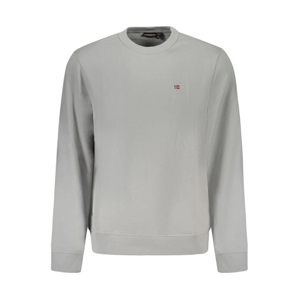 Napapijri Men's Gray Sweatshirts, Xl, Classic Crew Neck Cotton Jumper
