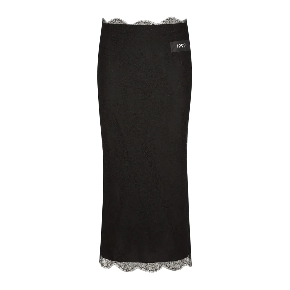 Dolce & Gabbana Women's Black Chantilly Lace Skirt With Removable Lining