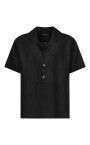 chemise-noire-en-lin-a-manches-courtes