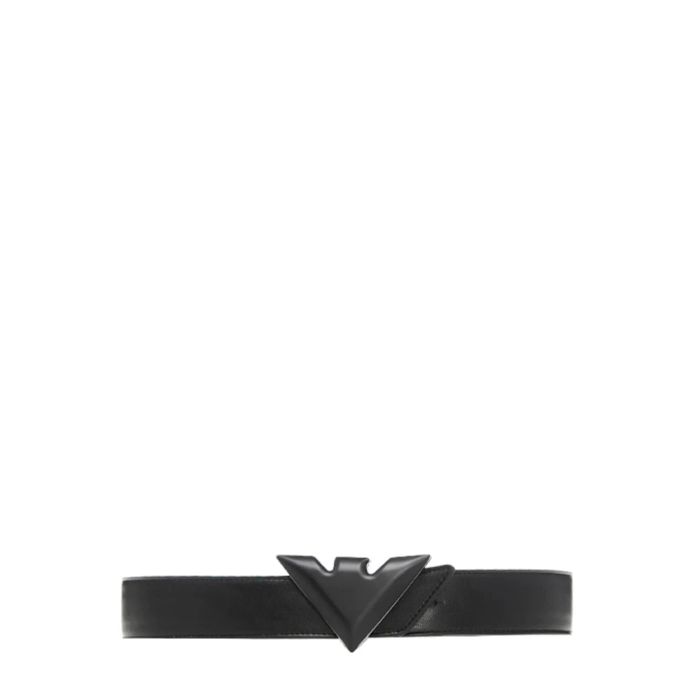 Emporio Armani Zwart Logo Gesp Riem Black Dames