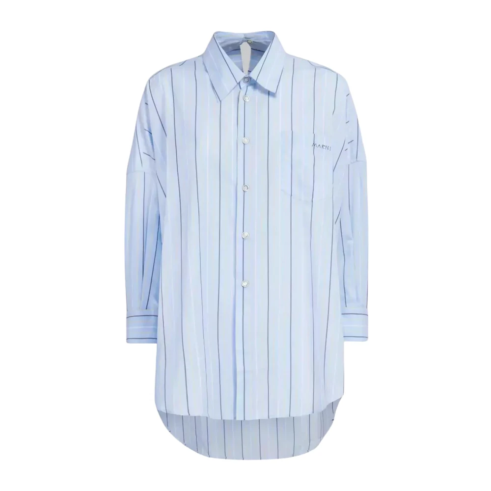 Marni Donna Blu Camicia A Righe Taglio Largo
