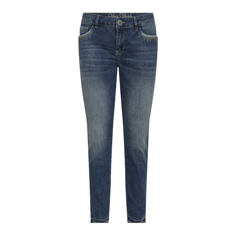 MOS MOSH Blauwe Slim-Fit Jeans met Geborduurde Details Blue Dames