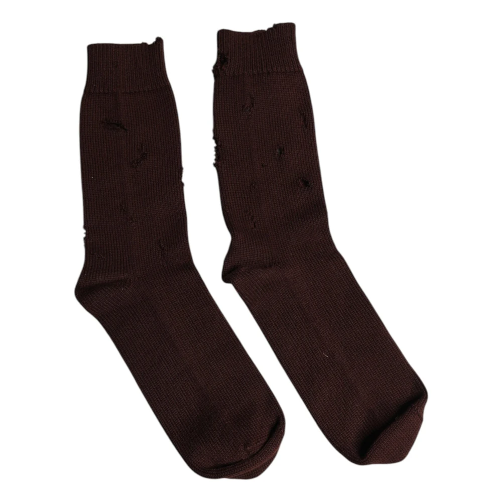 Dolce & Gabbana Unisex Marrón - Calcetines Preciosos Hasta Media Pantorrilla - Underwear - L - Calcetines Preciosos Hasta Media Pantorrilla