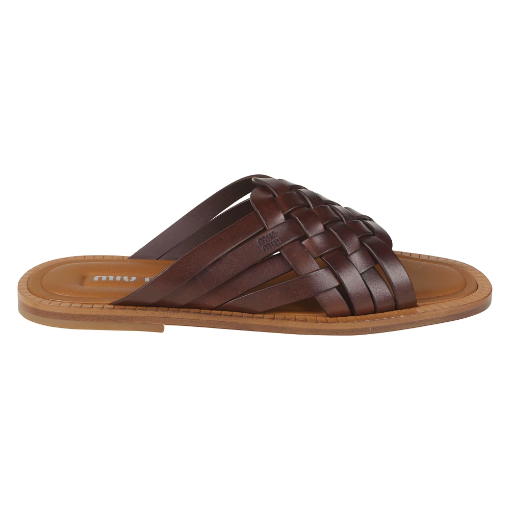 Miu Miu Sliders - Female - Sliders - Brown - 4 Uk - Shoes