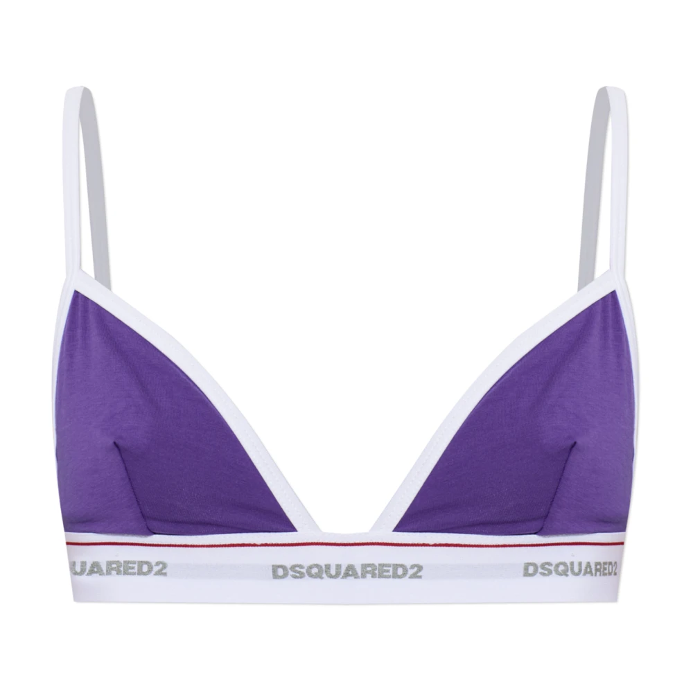 Dsquared2 Vrouw Purper Ondergoed Dames, Paars, Xl, Katoen, Logo Tape Triangle Bh