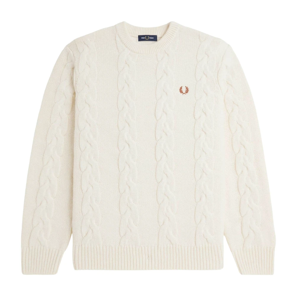 Fred Perry Women's Beige Braided Wool Jumper - Round-Neck Knitwear - L - Knitwear
