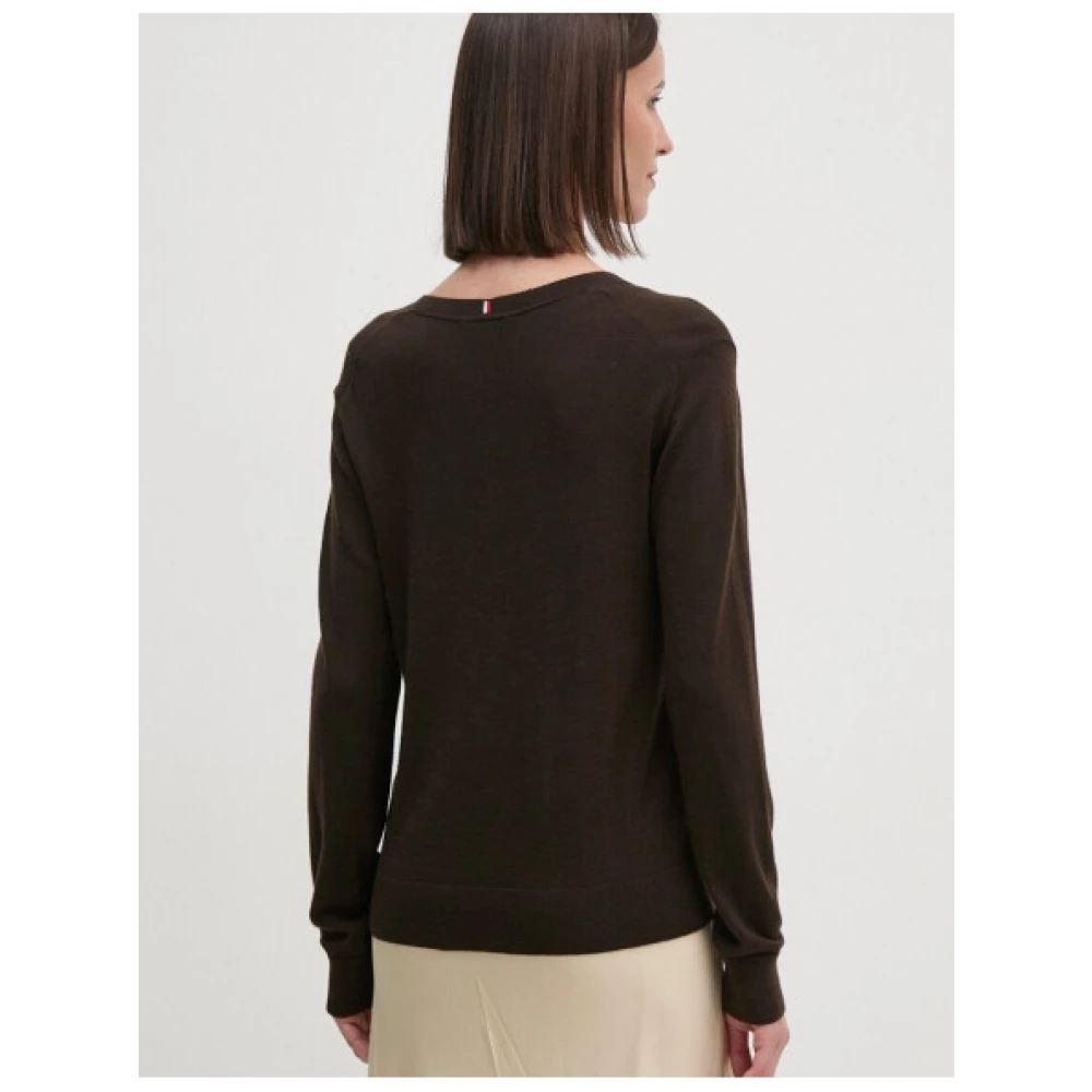Tommy Hilfiger Merino Wol V-Hals Trui Black Dames
