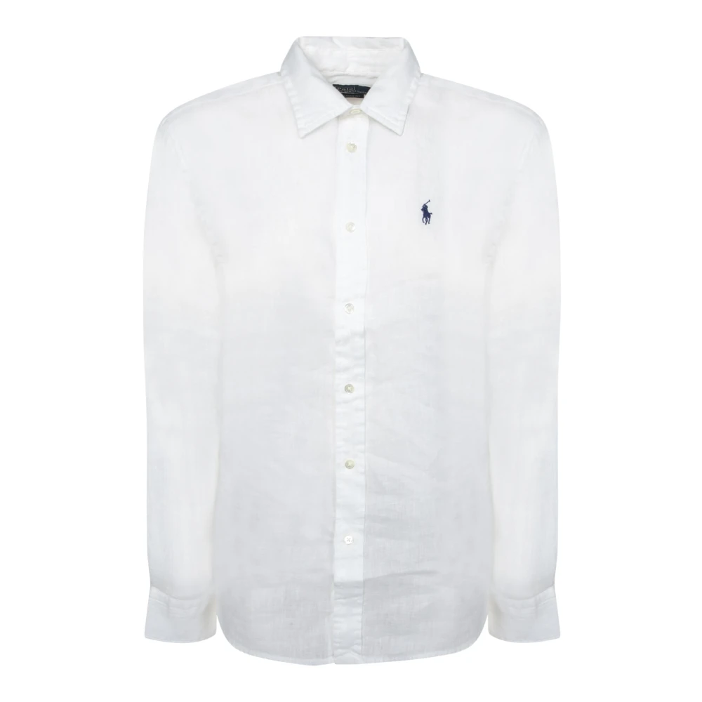 Polo Ralph Lauren Iconisch geborduurd logolinnen overhemd White Dames