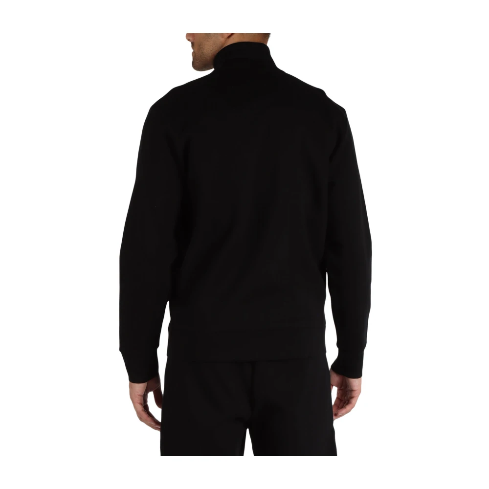 Boss Katoenen ritshoodie met gegraveerd logo Black Heren