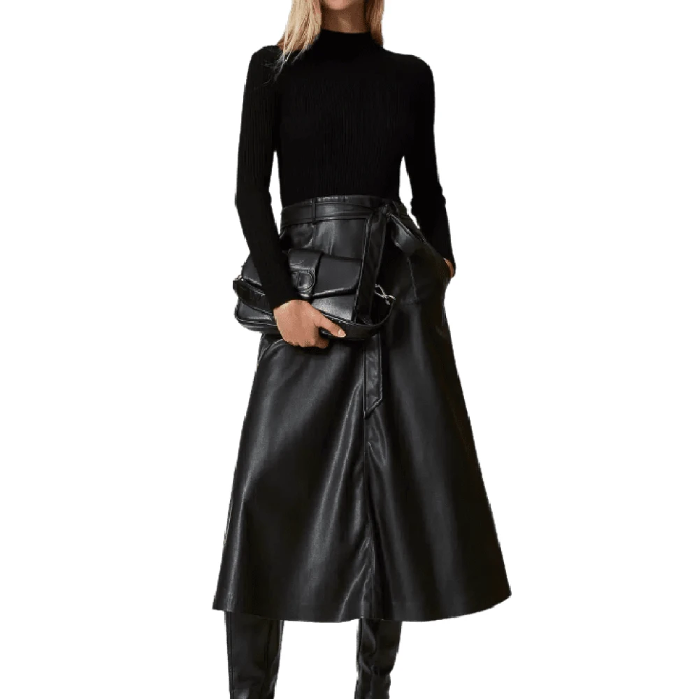 Twinset Zwarte Uitlopende Jurk Black Dames