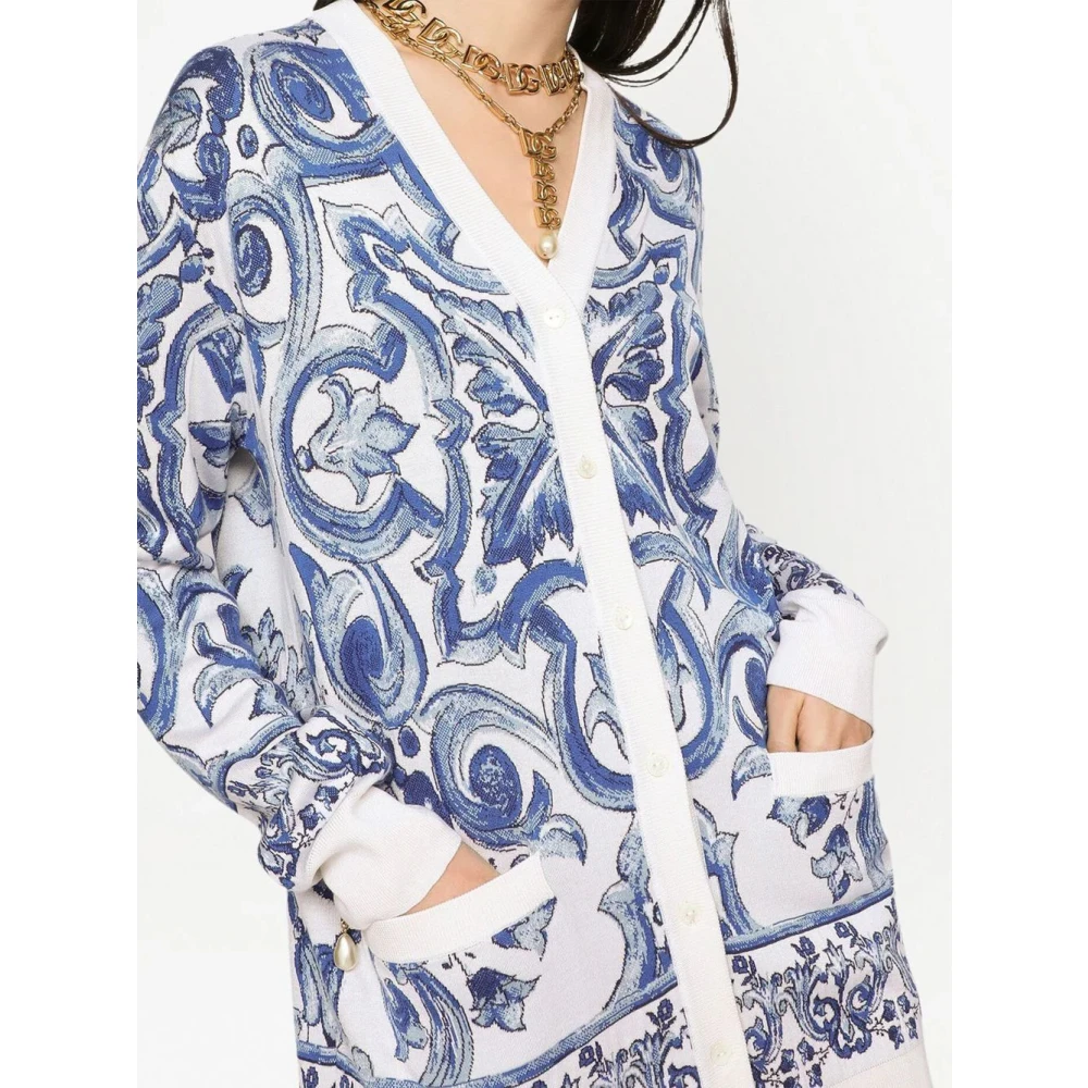 Dolce & Gabbana Majolica Zijden Vest Jacquard Patroon Multicolor Dames