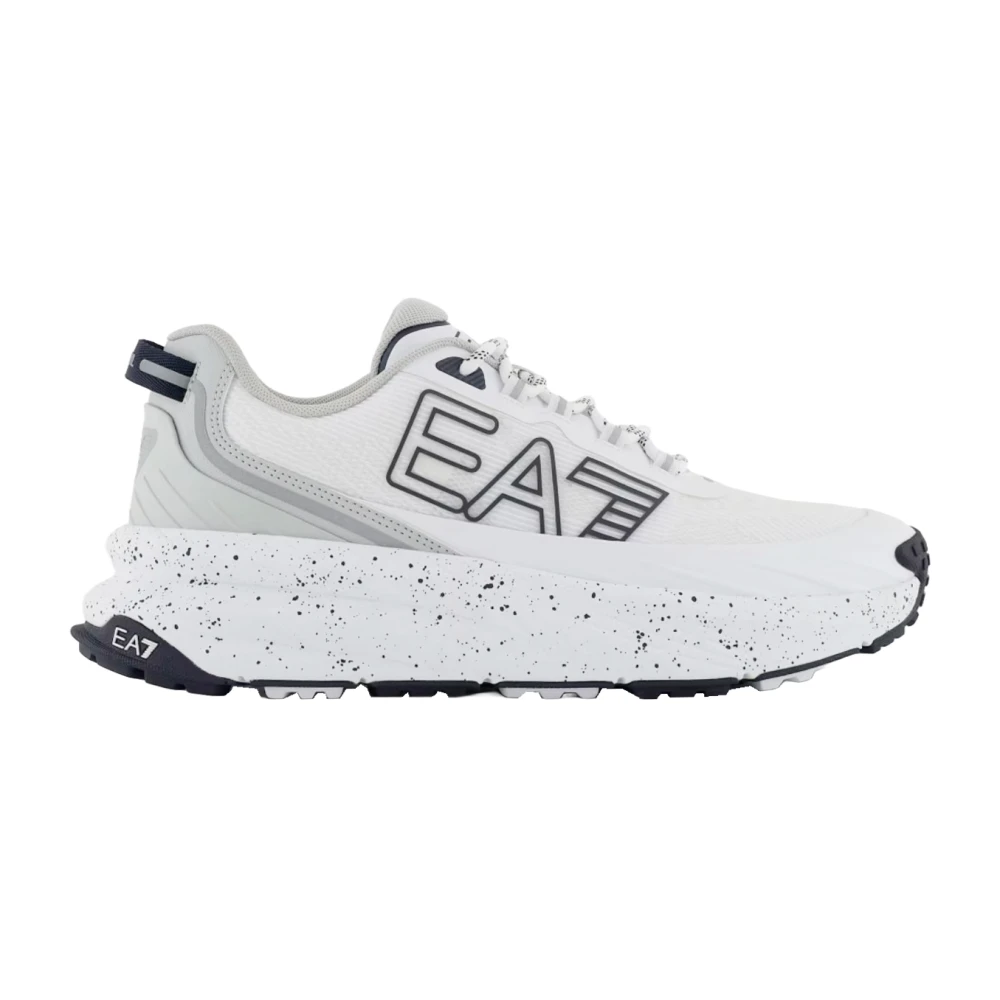 Emporio Armani Ea7 Vit A Mesh Och Mocka Sneakers