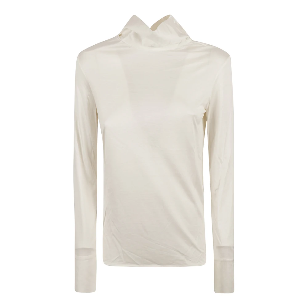 Fabiana Filippi Witte Trui met Omgeslagen Kraag White Dames