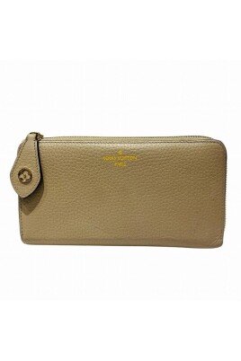 pre-owned-zippy-wallet-beige-leather