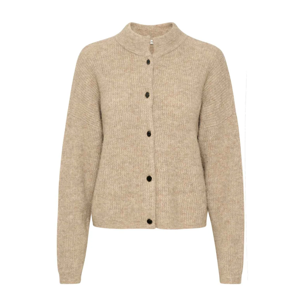 Beige Kort Cardigan Warm Sand Melange