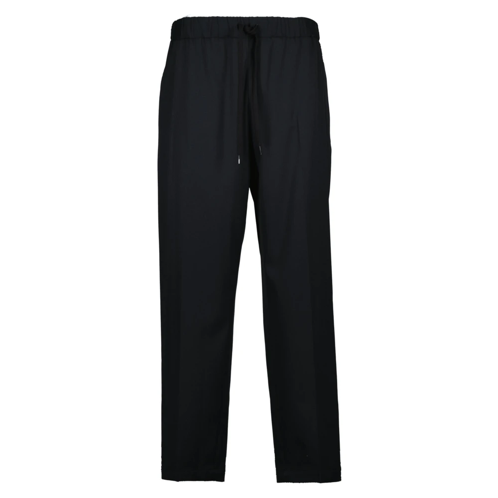 Mm6 Maison Margiela Women's Black Straight Trousers, S, Wool Straight Leg Trousers