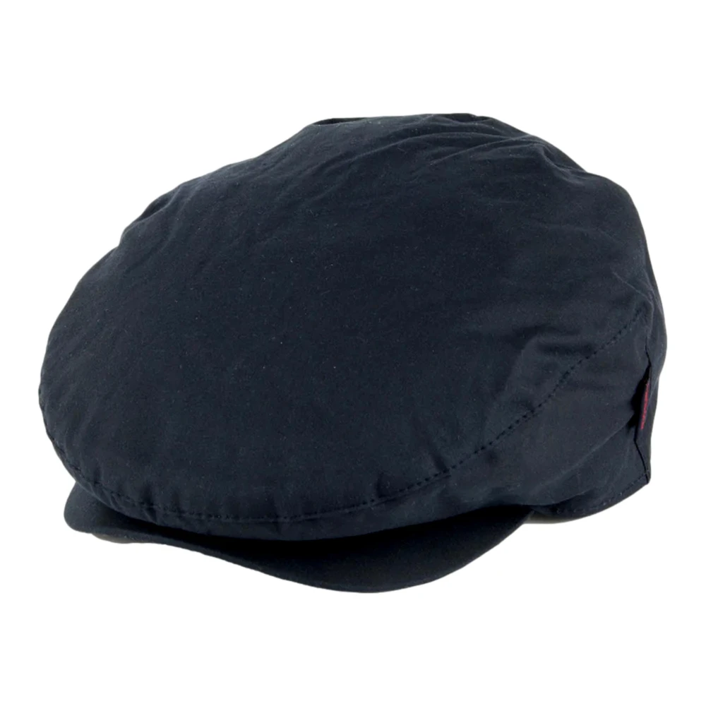 Barbour Men's Blue Caps,, Navy Cheviot Wax Flat Cap With Tartan Earflaps Medium