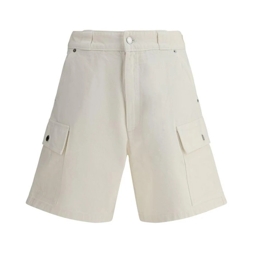Prada Denim Shorts met Driehoekig Logo Plaque Beige Heren
