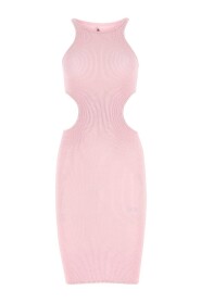 Pastelowa różowa nylonowa mini sukienka
