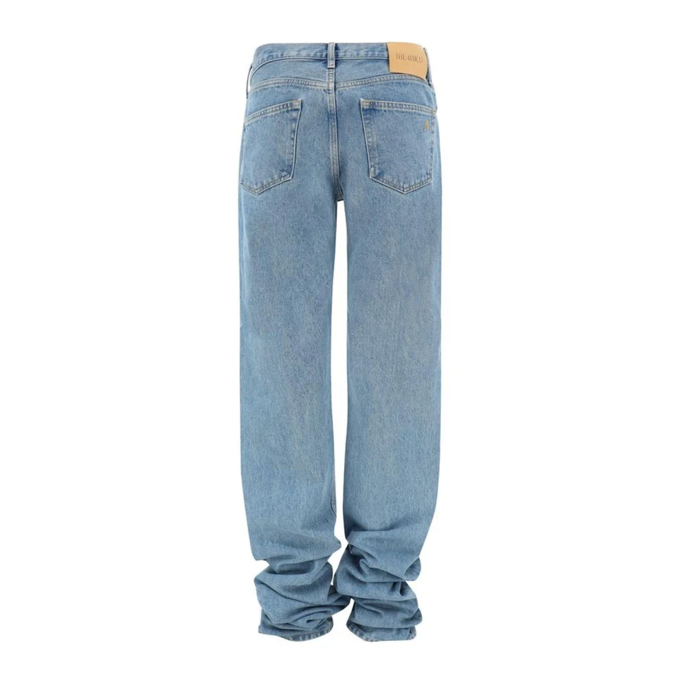 The Attico Katoenen jeans met kenmerkend leren patch Blue Dames