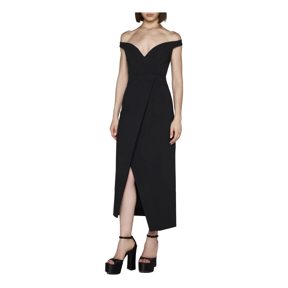 Solace London Zwarte Karter Midi Jurk Black Dames