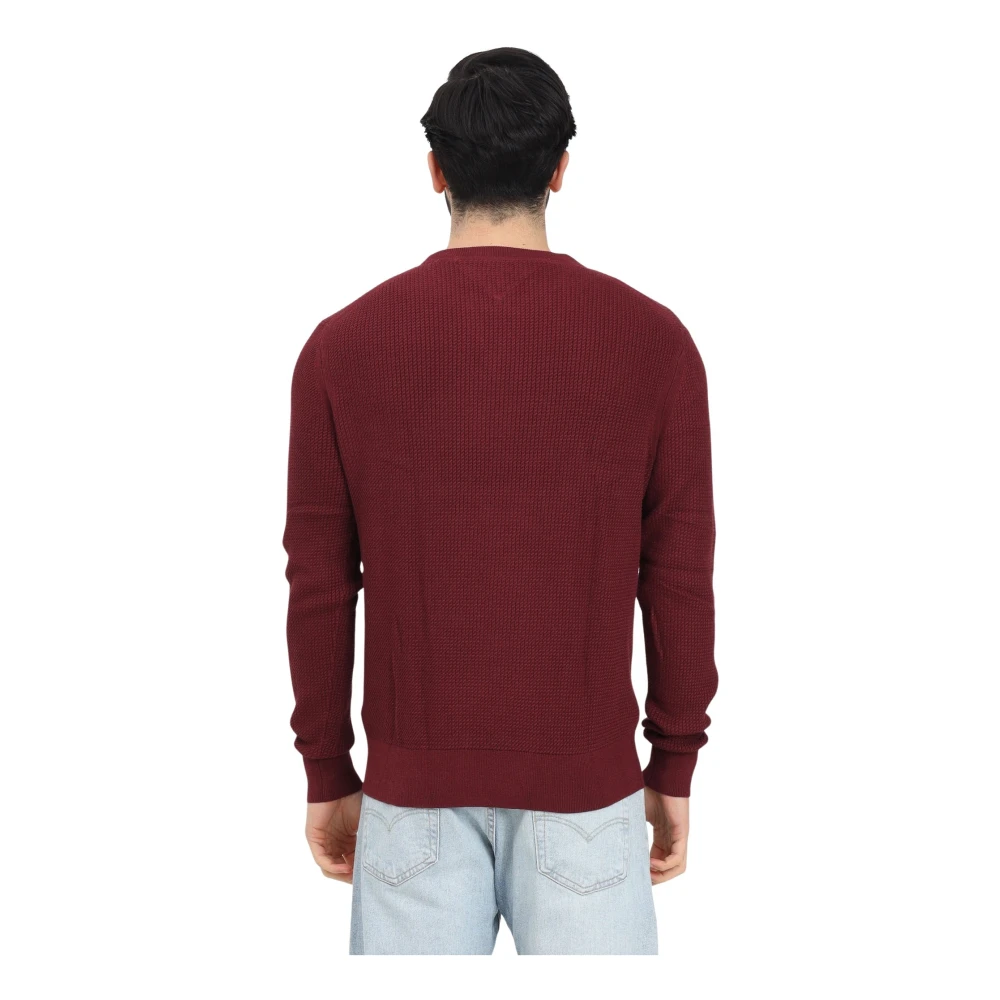 Tommy Hilfiger Bordeaux Crew Neck Sweater Red Heren