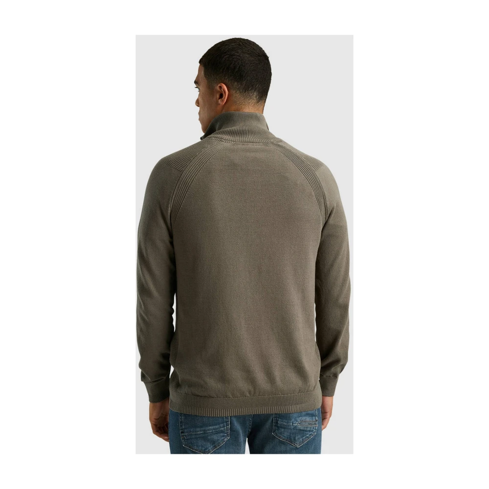Cast Iron Half Zip Katoen Stretch Pullover Green Heren