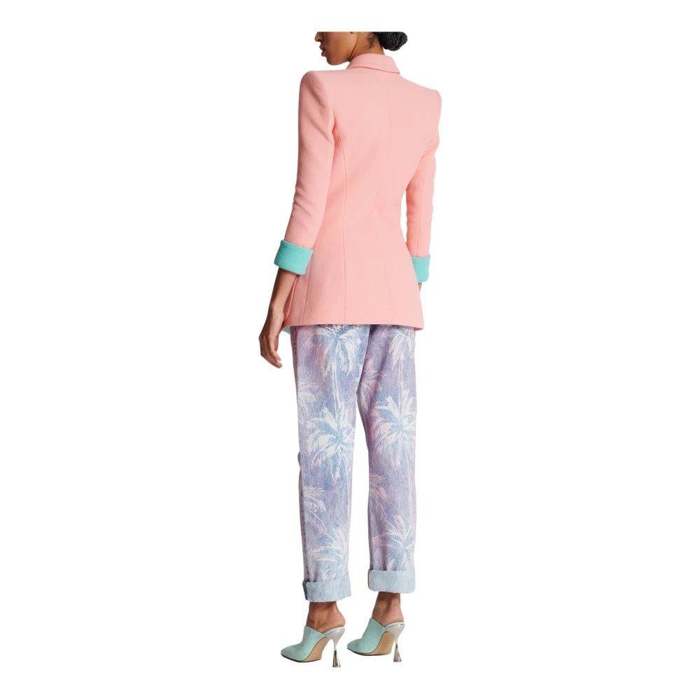 Balmain 1-knoop dubbele crêpe tweekleurige jas Multicolor Dames