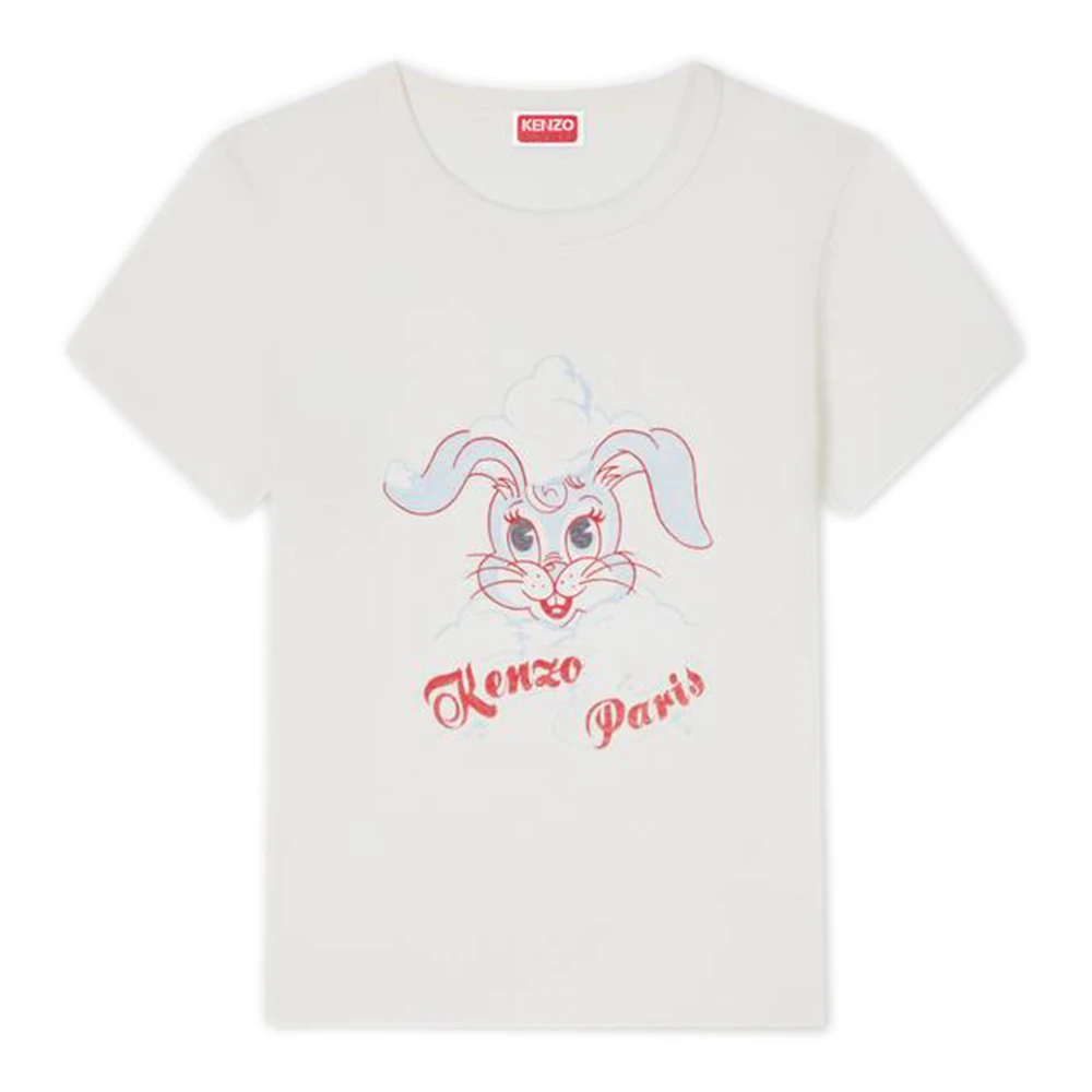 Kenzo Women's White Crewneck Printed T-Shirt - T-Shirts - S - Tops