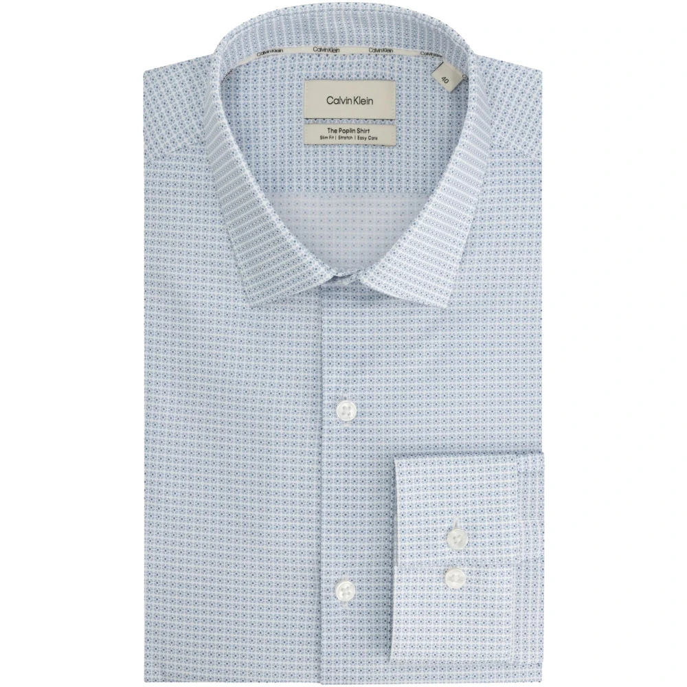 Calvin Klein Men's Blue Formal Shirts, M, Slim Stretch Poplin Shirt