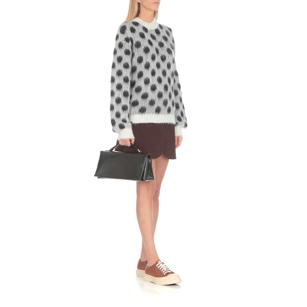 Marni Zwarte leren handtas met handvat en schouderriem Black Dames