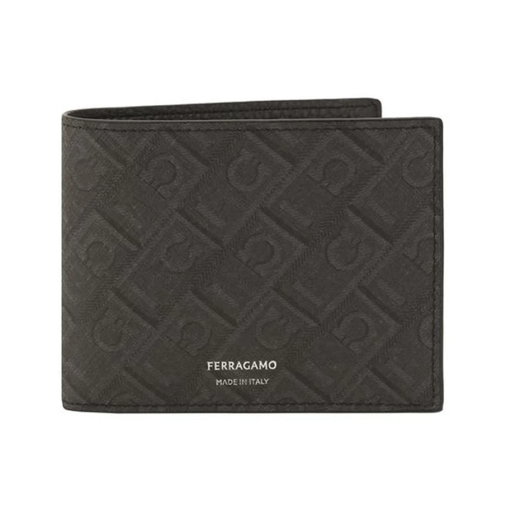 Salvatore Ferragamo Gancini Patroon Leren Portemonnee Mannen Black Heren