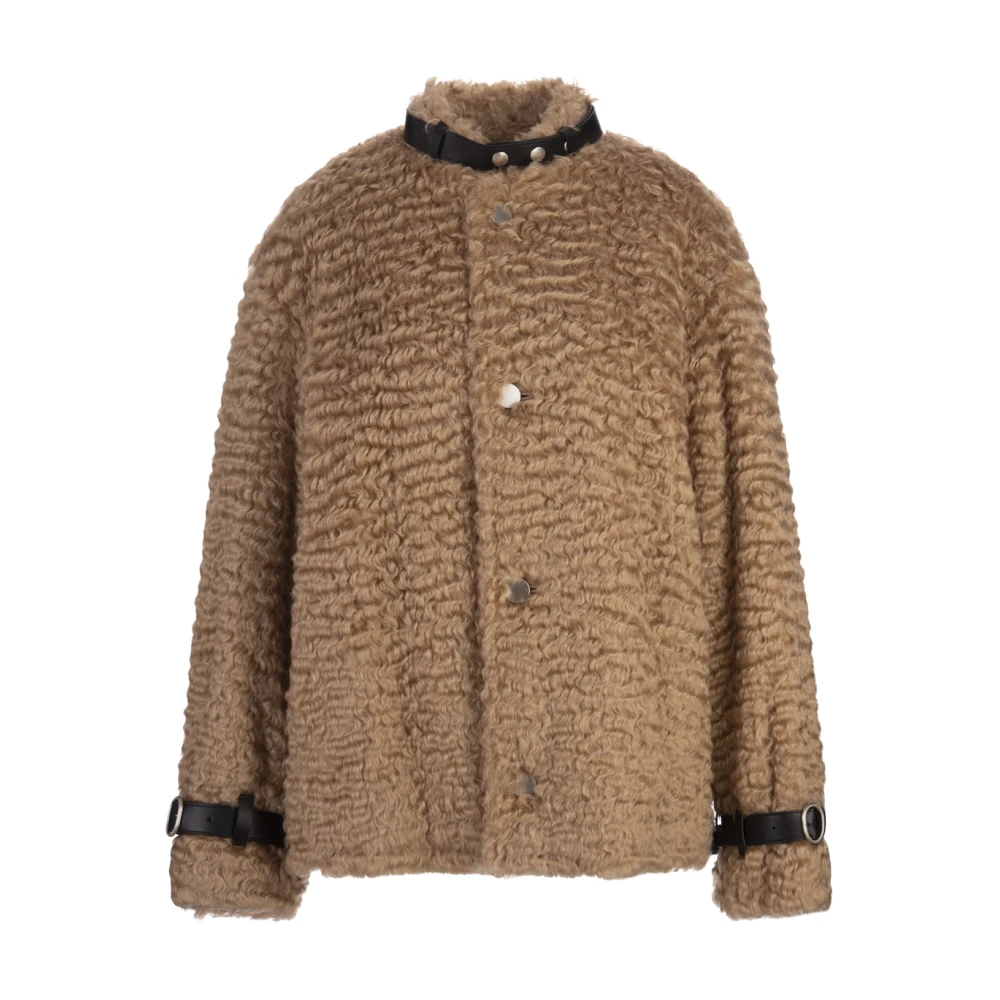 Jil Sander Bruine Mohair Korte Jas Brown Dames