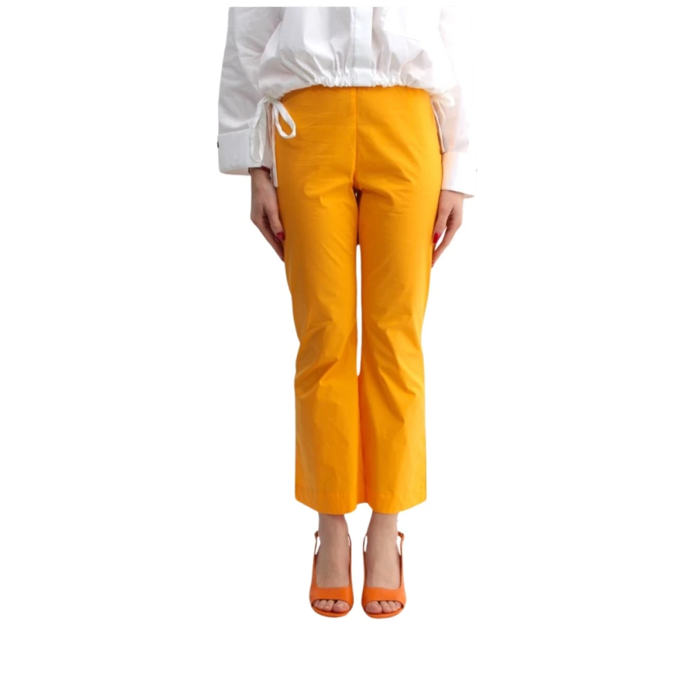 Liviana Conti Oranje Elastische Taille Broek Orange Dames